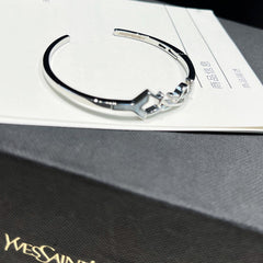 Diamond Letter Open Bracelet