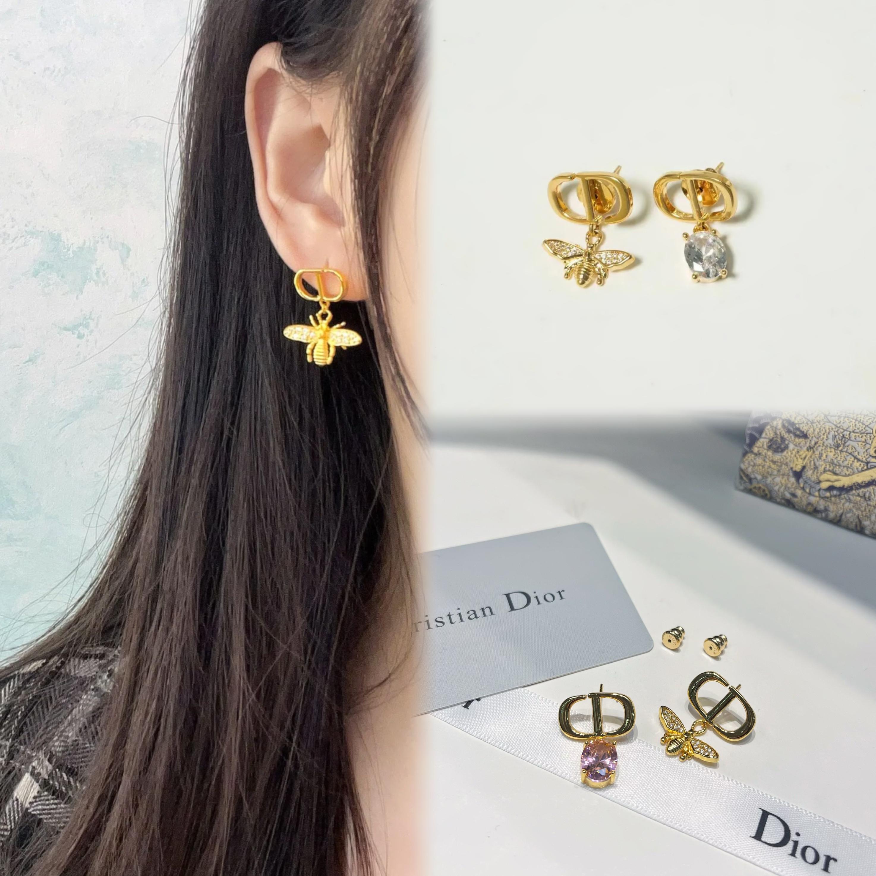 Asymmetrical Bee Crystal Earrings