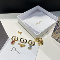 Asymmetrical Bee Crystal Earrings