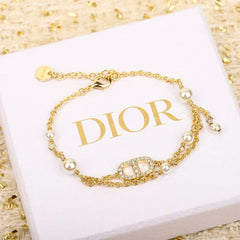 Double-Layer Pearl Tassel Bracelet