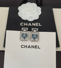 Blue Heart Perfume Bottle Earrings