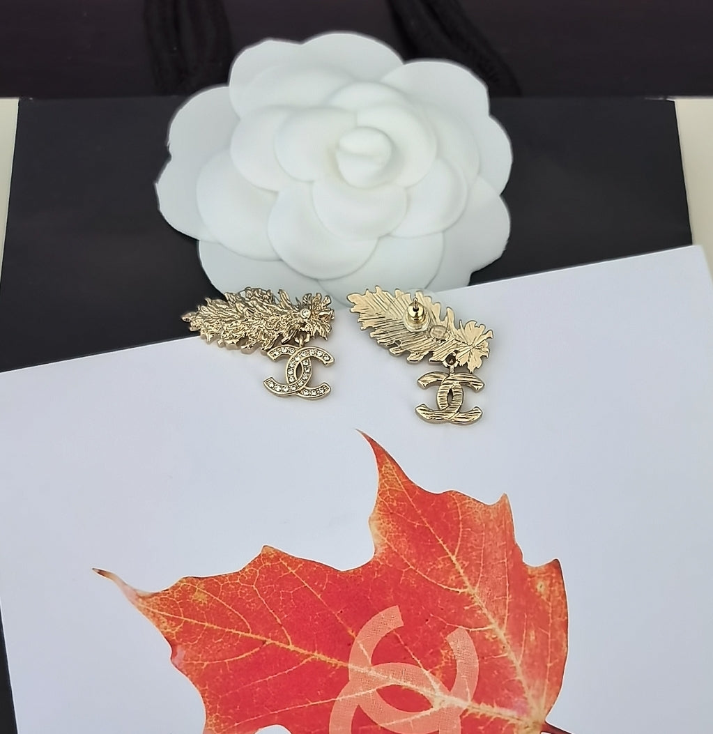 Diamond Leaf Earrings