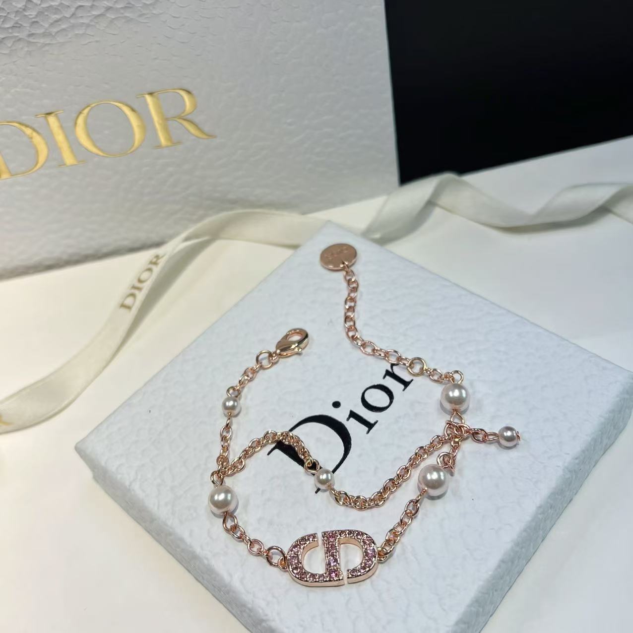 Double-Layer Pearl Tassel Bracelet