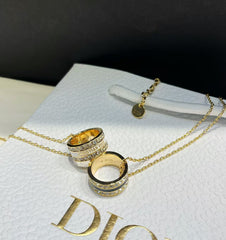 Elegant Enamel Diamond Hoop Pendant Necklace