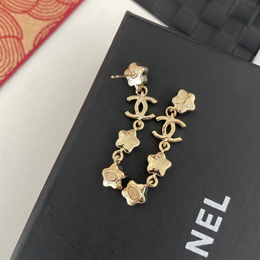 Colored Diamond Star Tassel Earrings