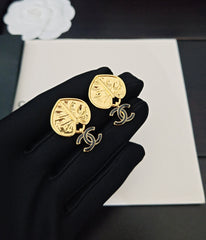 Gold Leaf Letter Earrings