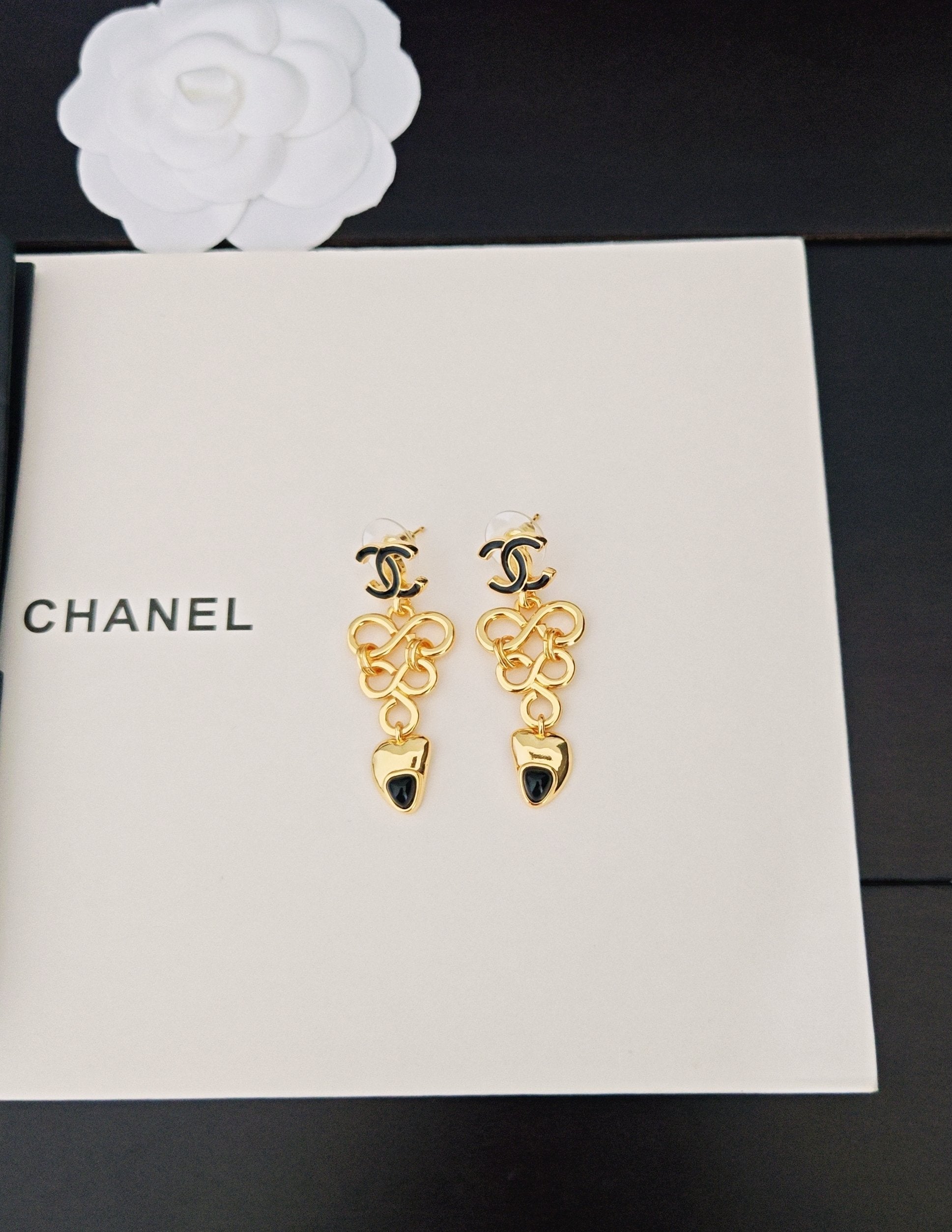 Black Gem Tassel Earrings