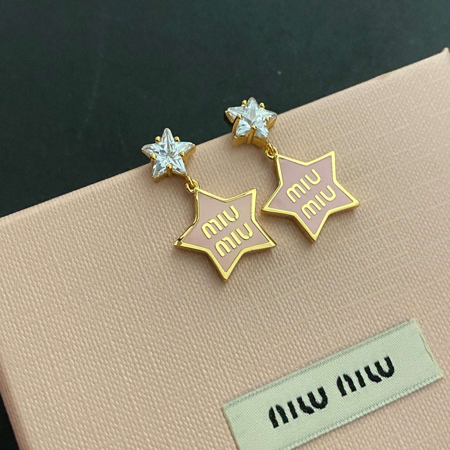Pentagram Diamond Pendant Earrings