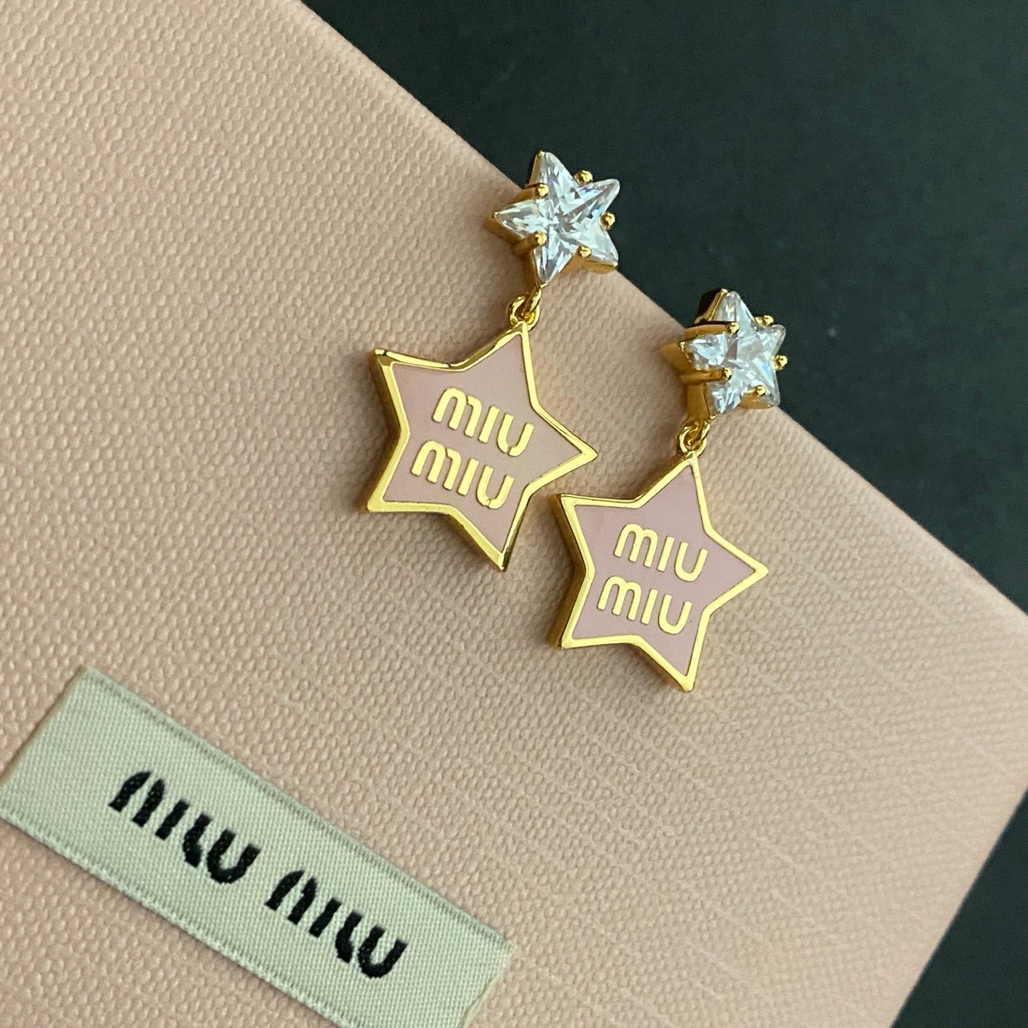Pentagram Diamond Pendant Earrings