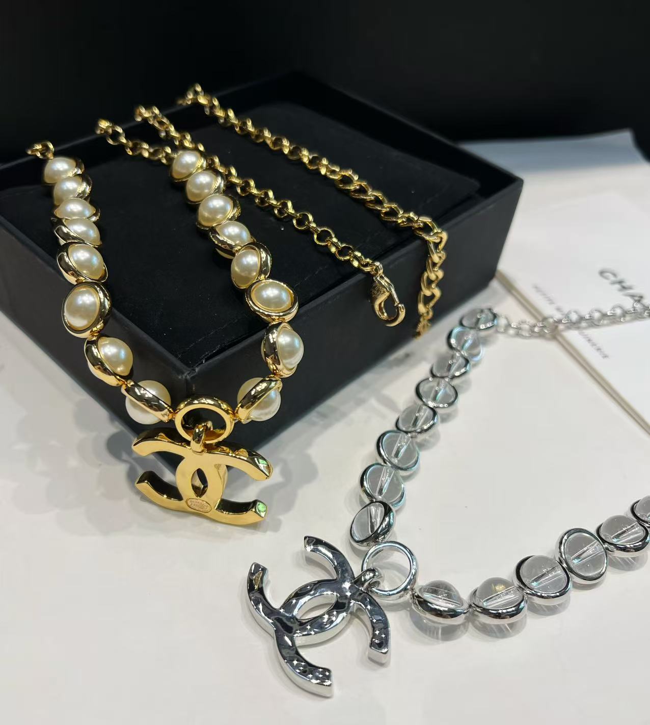 Glass Bead and Pearl Necklace