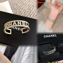 Half-circle bracelet with diamond engravings