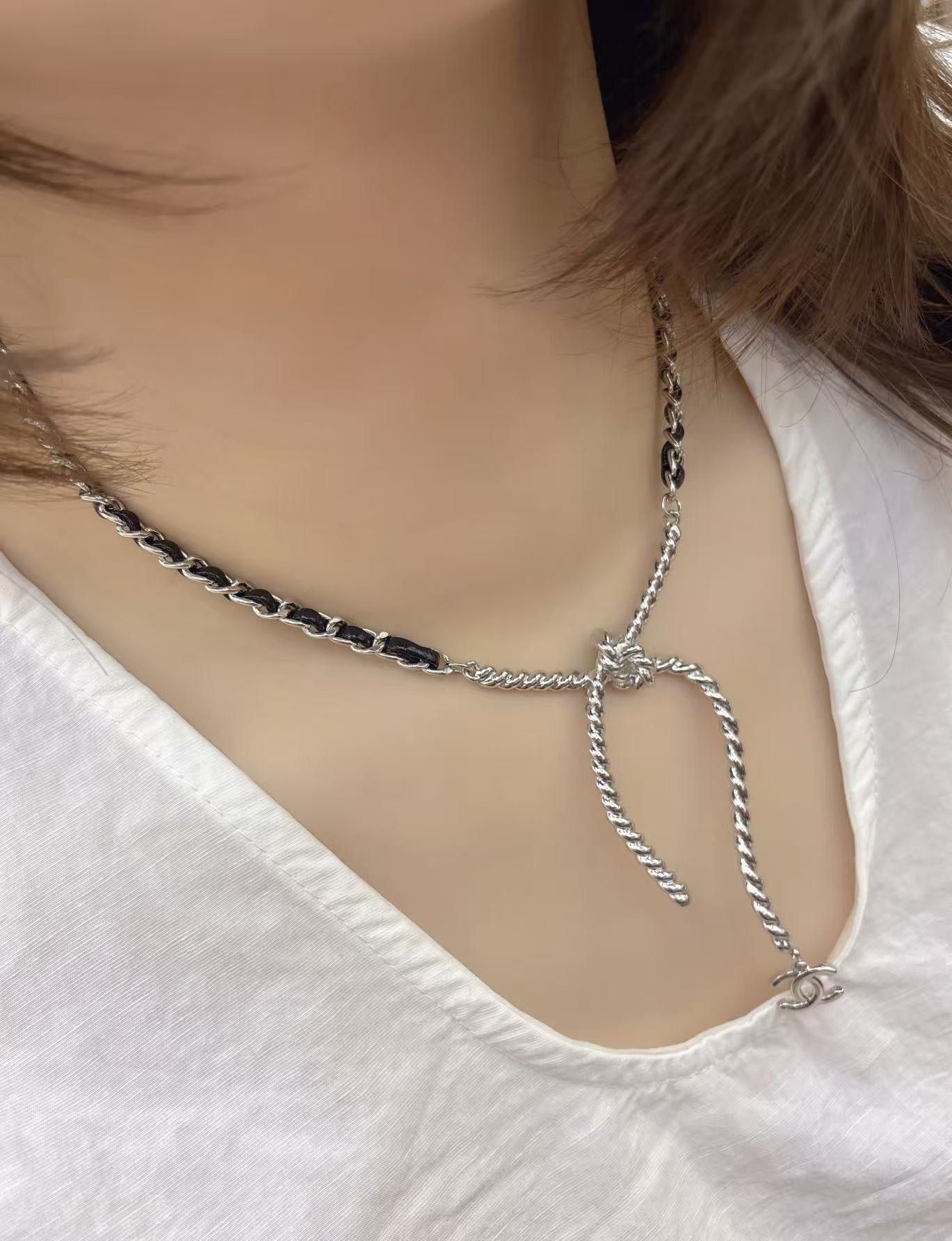 Braided Hemp Rope Bow Necklace