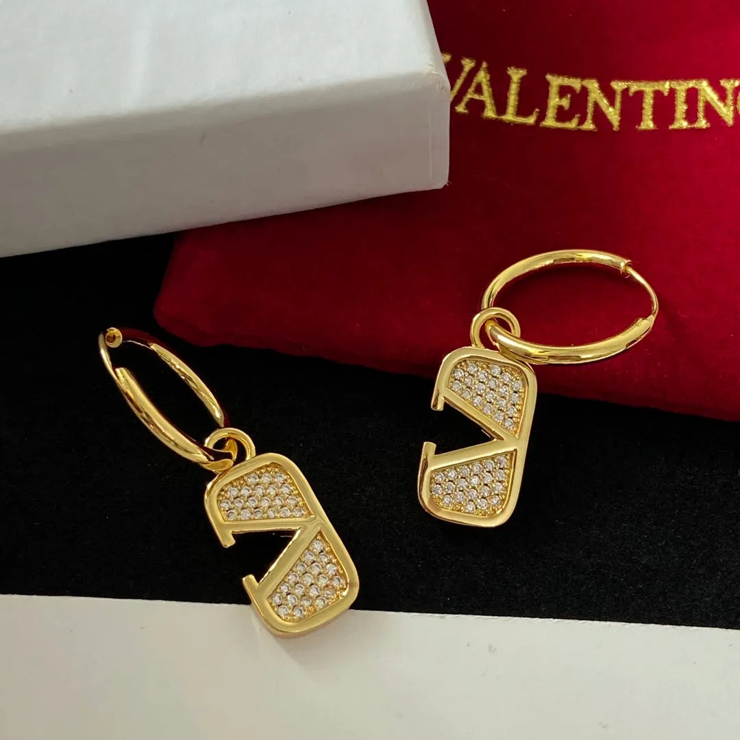 Sparkling Diamond Letter Earrings