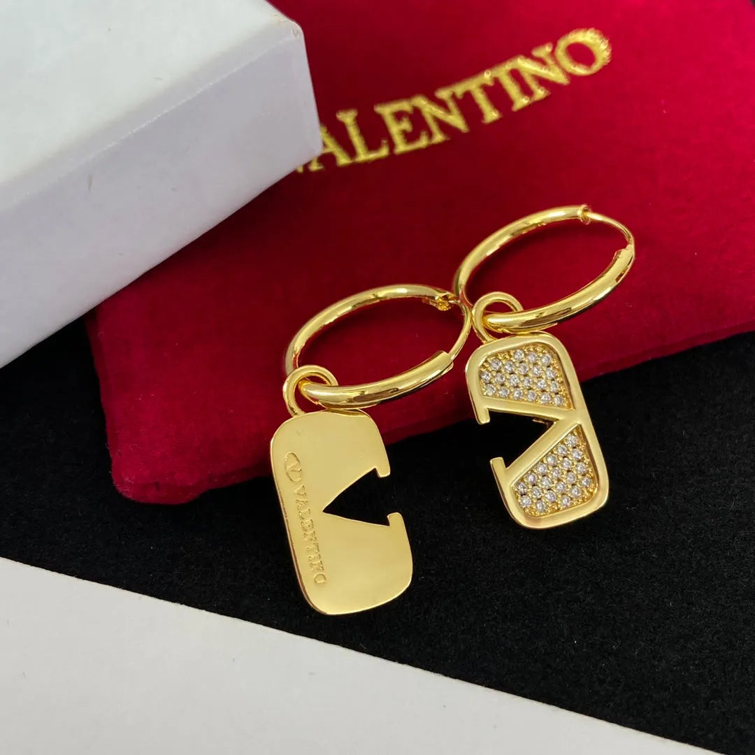 Sparkling Diamond Letter Earrings