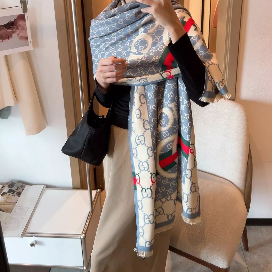 Color Block Jacquard Cashmere Scarf