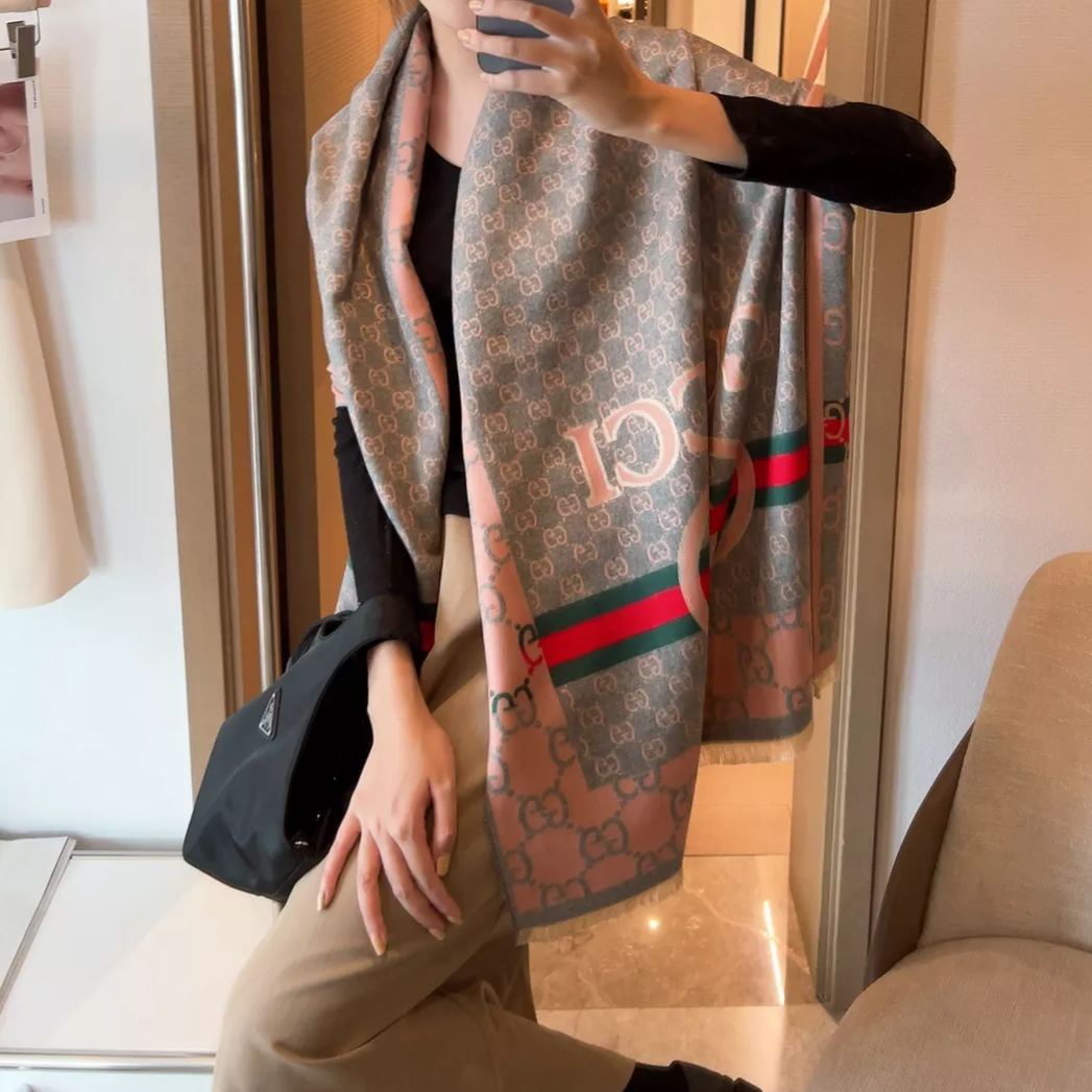 Color Block Jacquard Cashmere Scarf