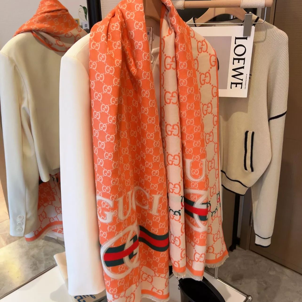 Color Block Jacquard Cashmere Scarf