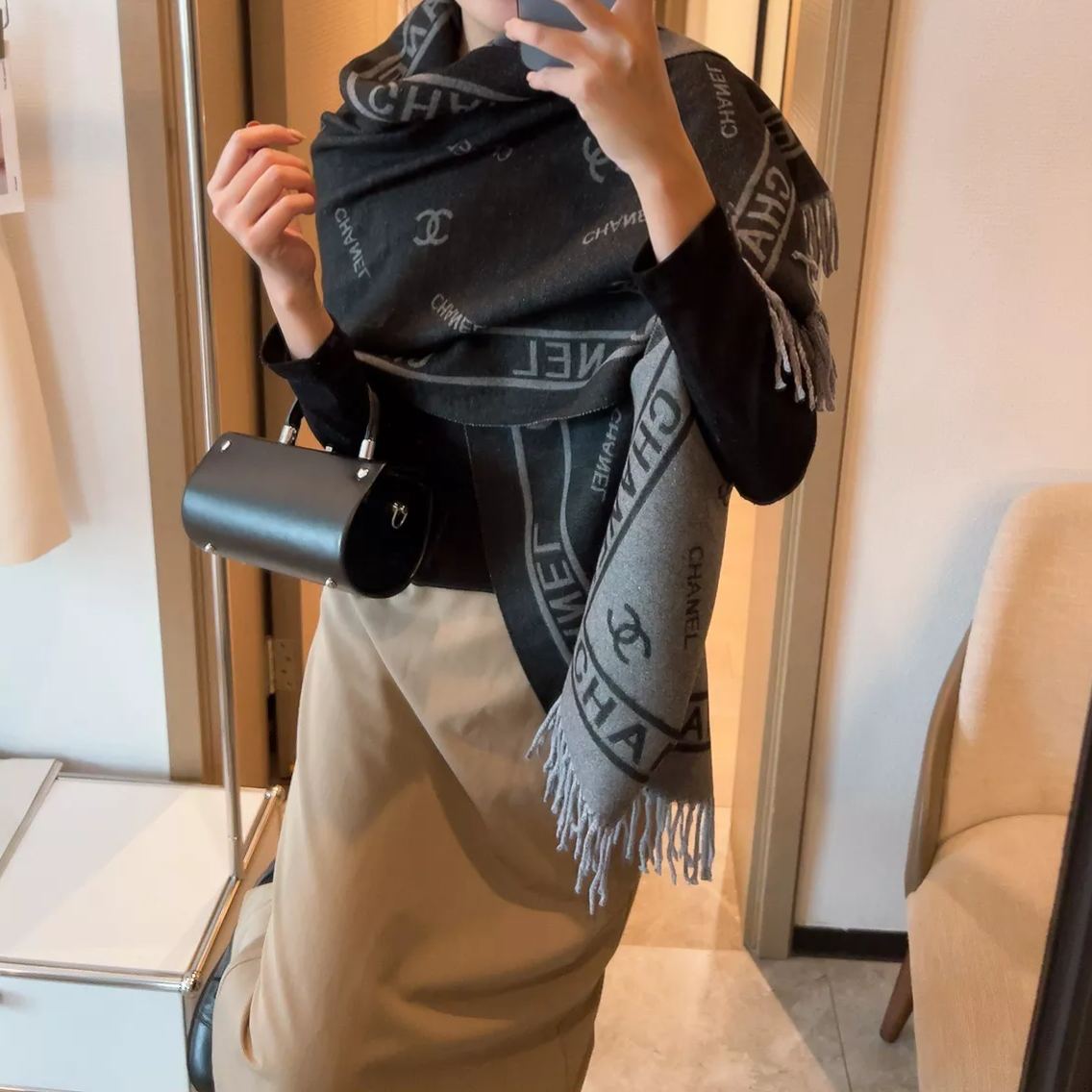 Simple  Letter Cashmere Scarf Shawl