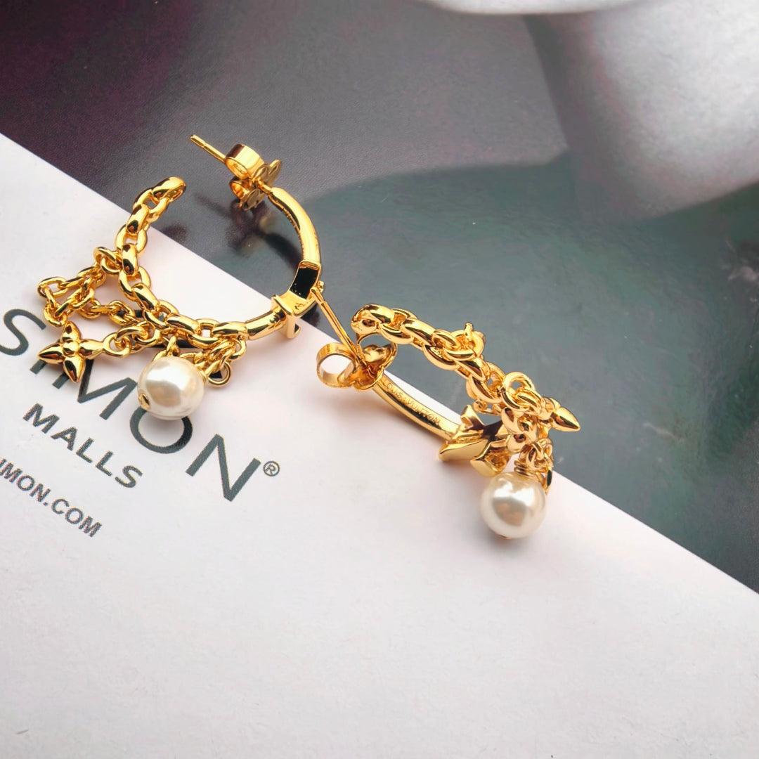 Chain Floral Hoop Earrings