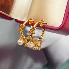 Chain Floral Hoop Earrings