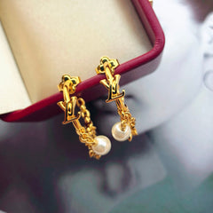 Chain Floral Hoop Earrings