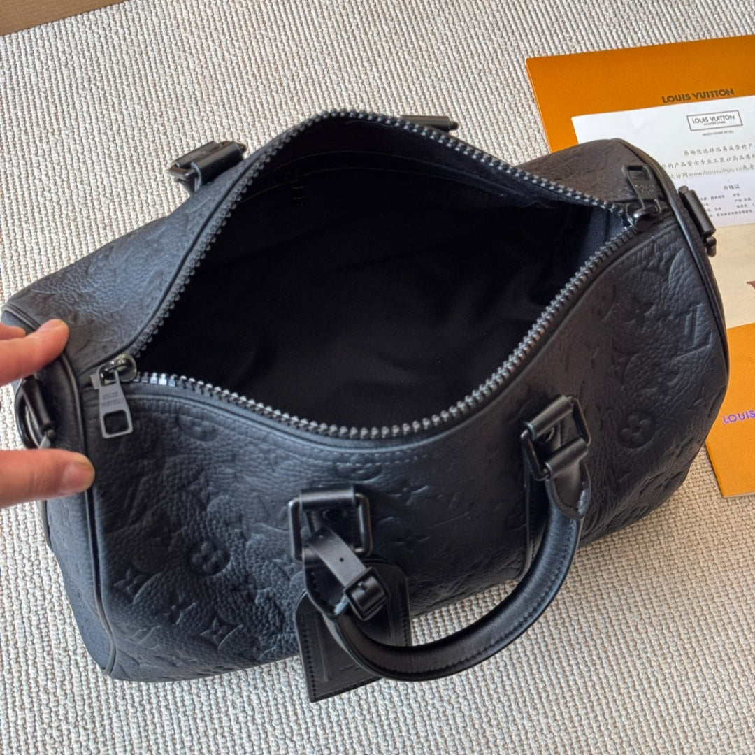 Fashion Black Printed Travel Bag