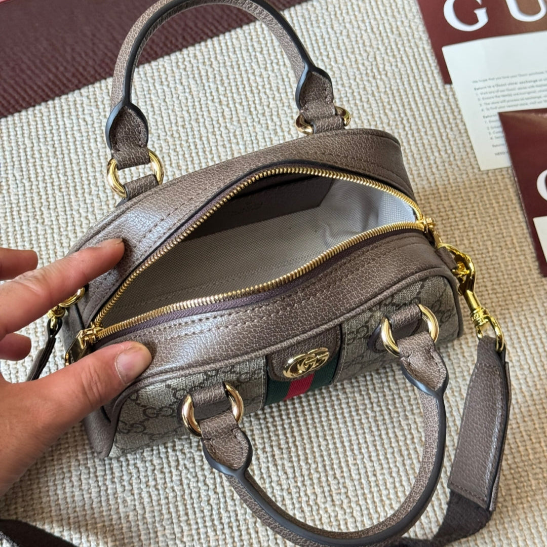 Ebony Leather Boston Bag