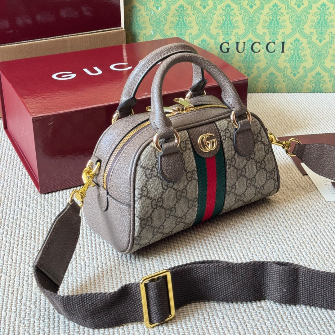 Ebony Leather Boston Bag