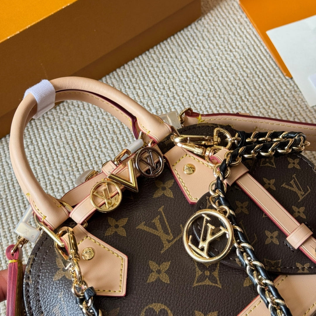 New Printed Leather Shell Bag