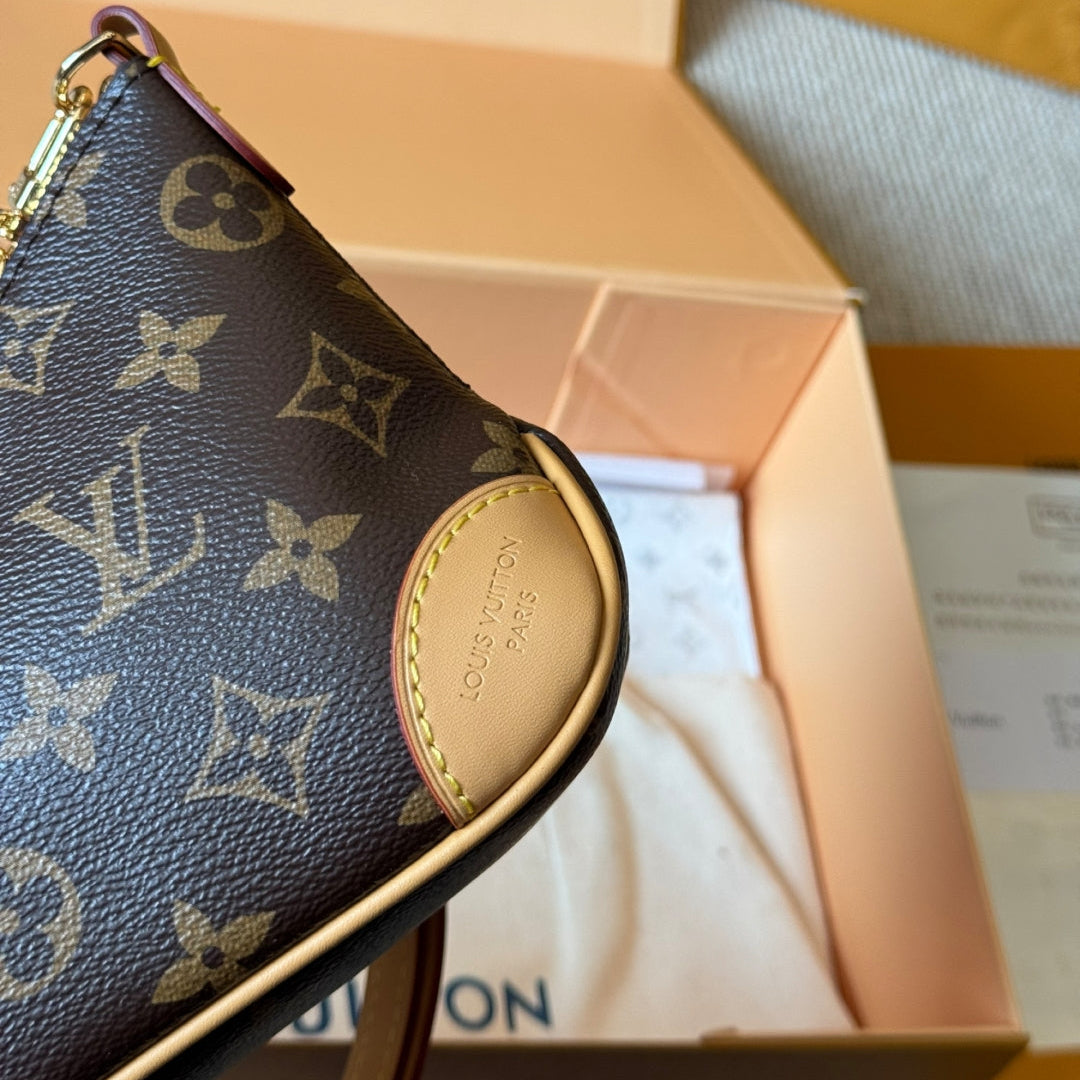 Leather Embossed Mini Croissant Bag