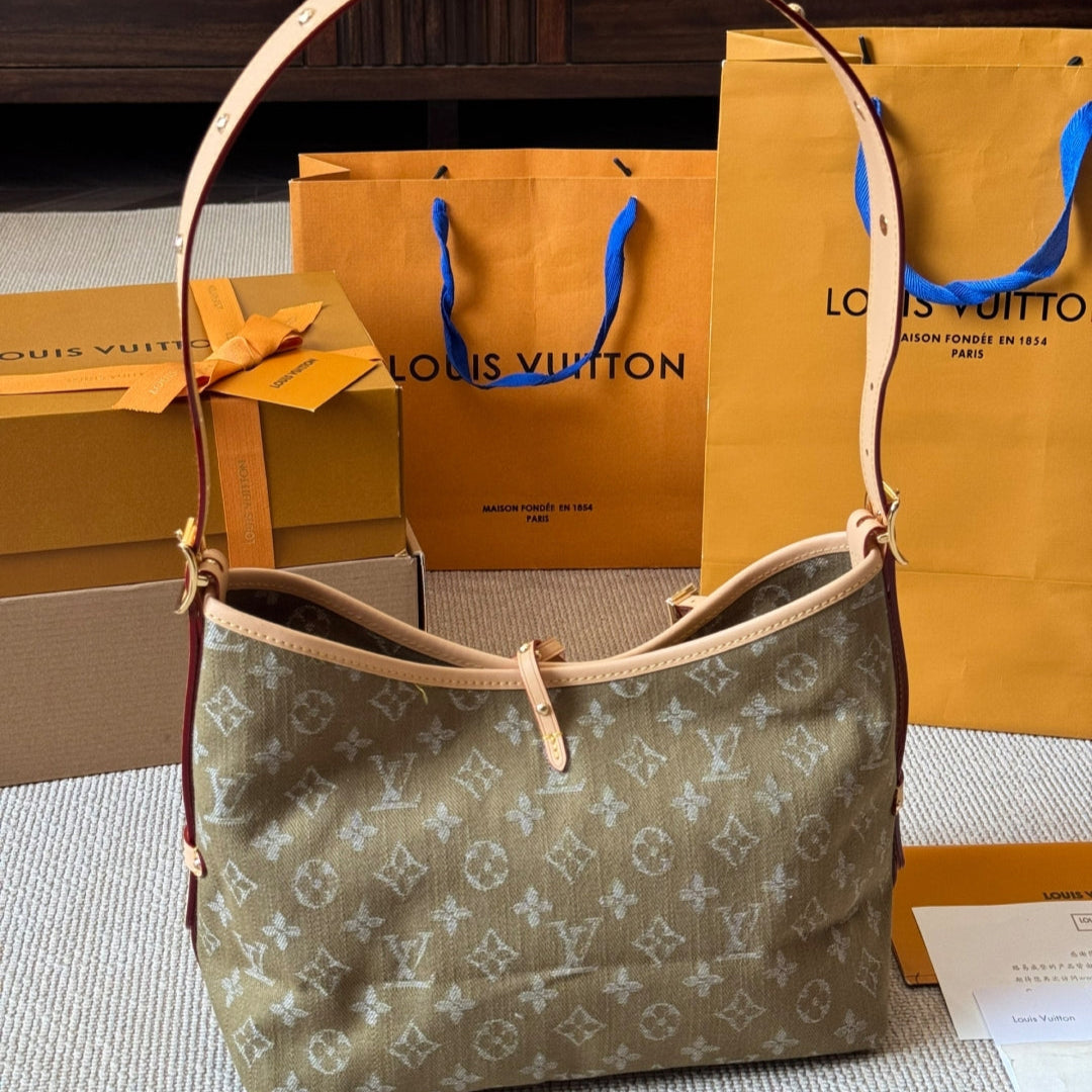 New brown embossed small shopping bag