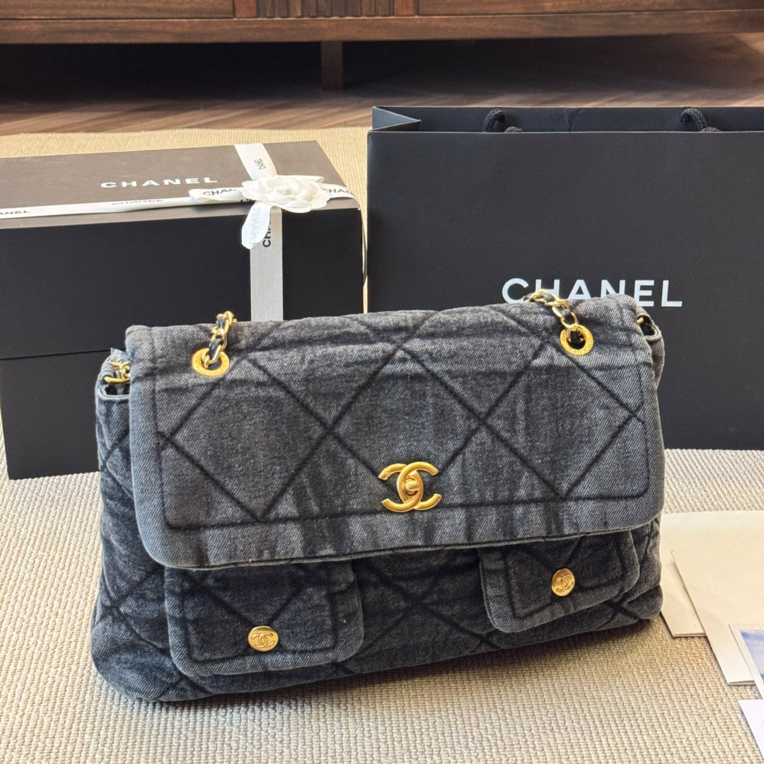 Denim Chiffon Fabric Vintage Bag
