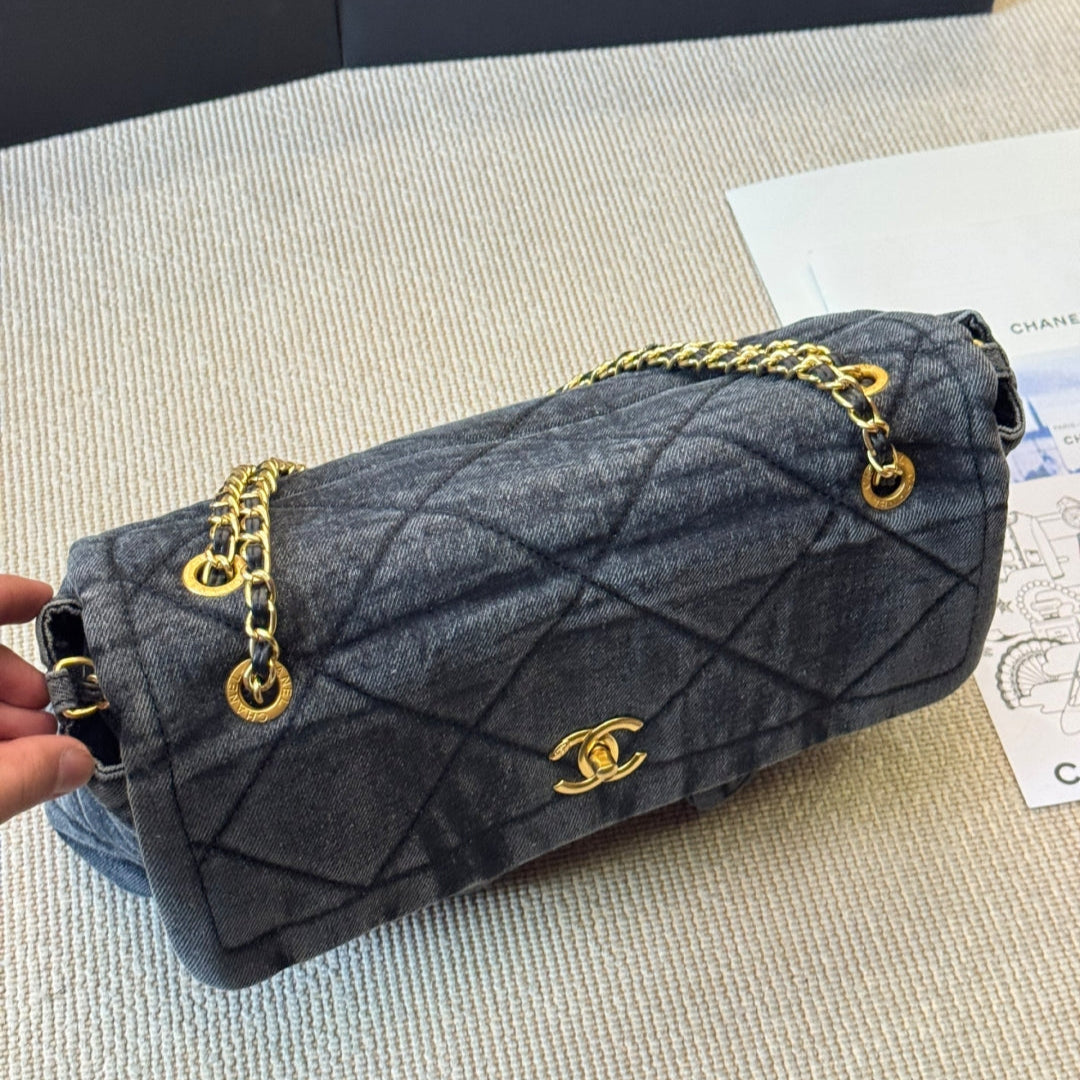 Denim Chiffon Fabric Vintage Bag