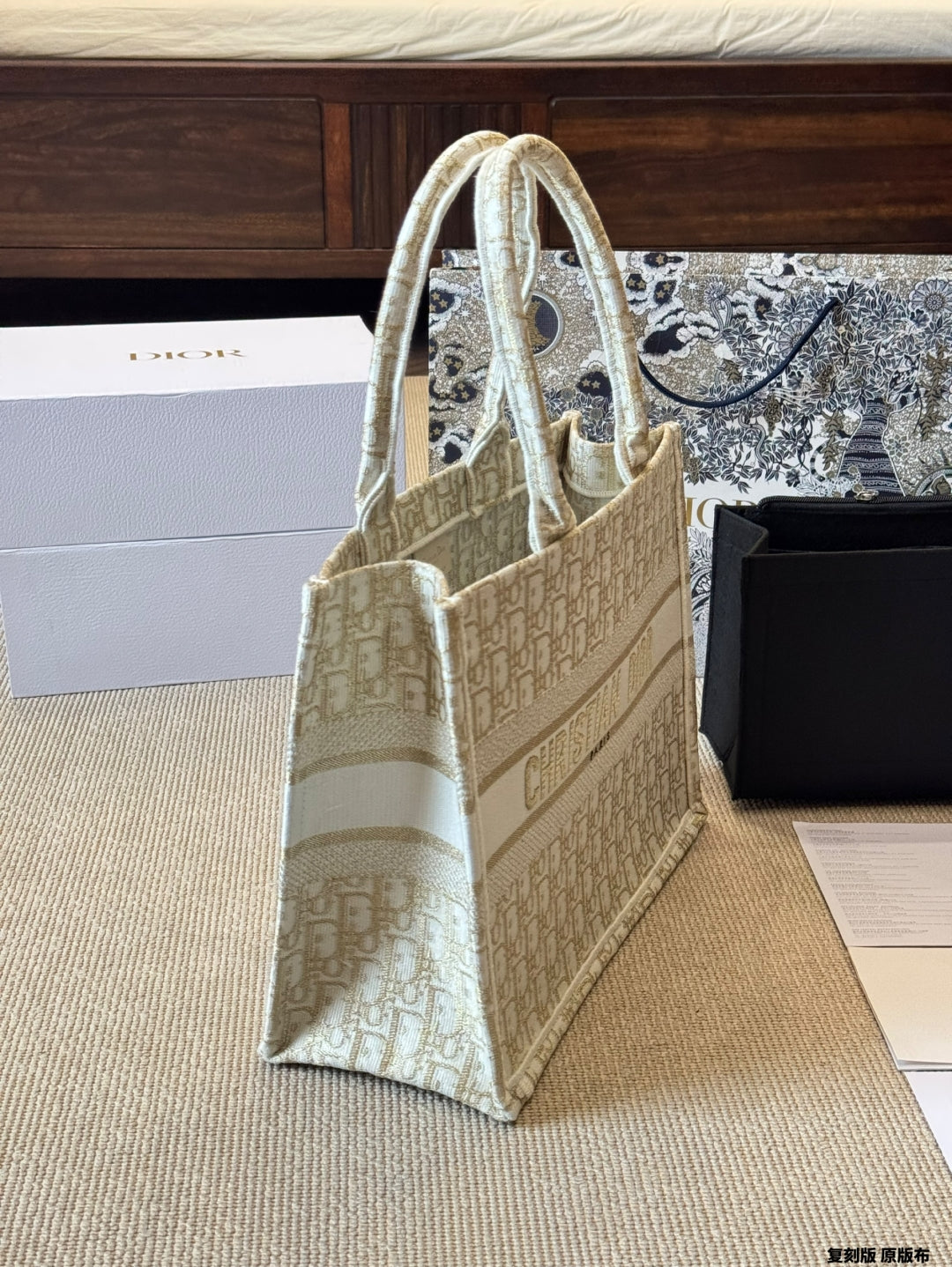 Gold Embroidery Medium Book Tote Bag