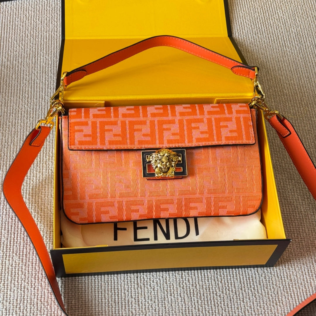 Vintage embossed metal buckle baguette bag