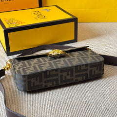 Vintage embossed metal buckle baguette bag