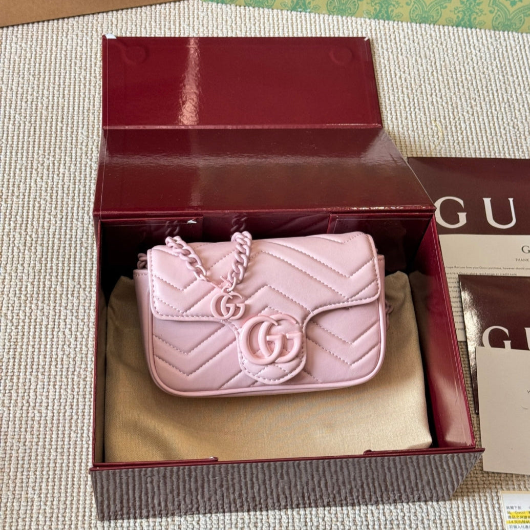 Mini leather macaron color waist bag