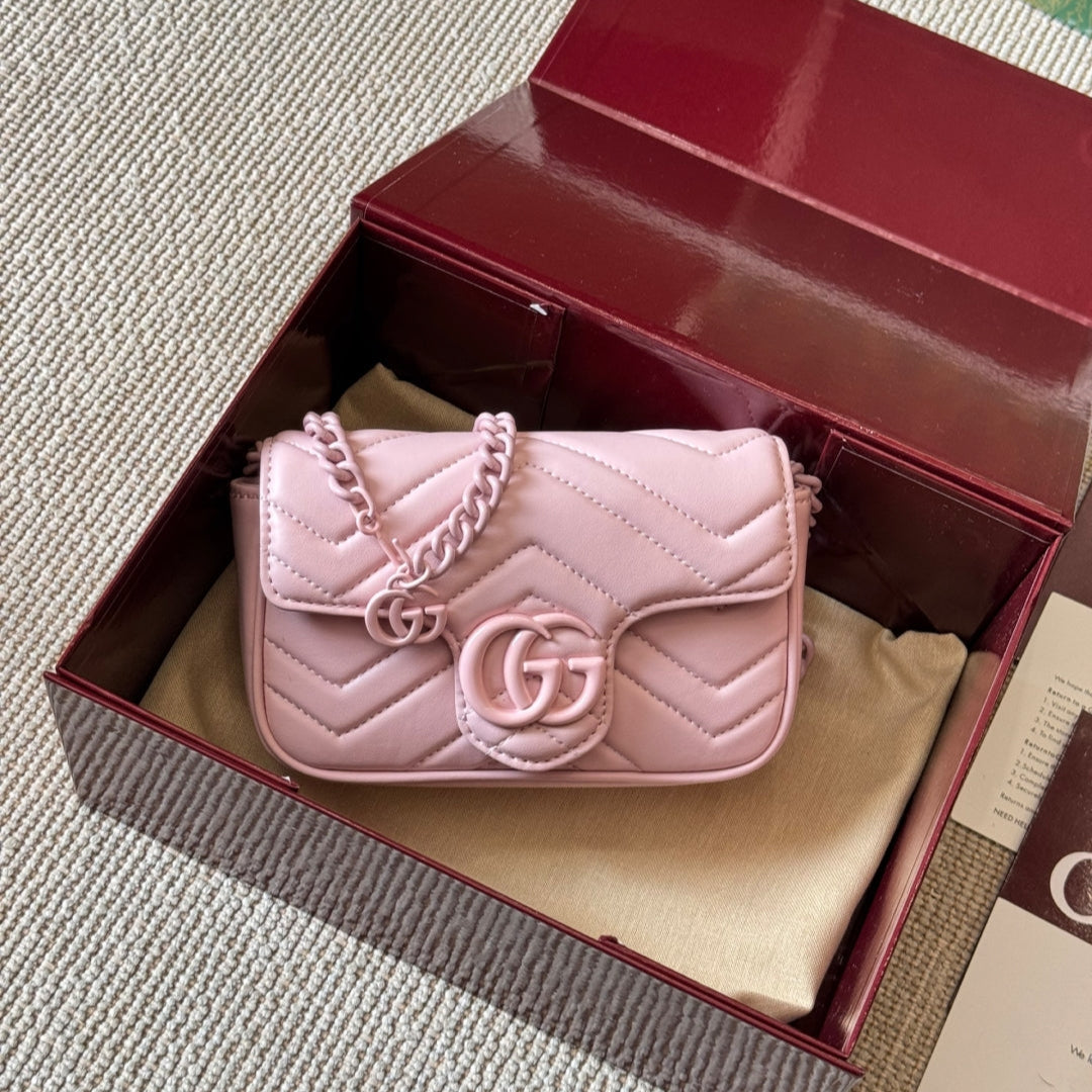 Mini leather macaron color waist bag