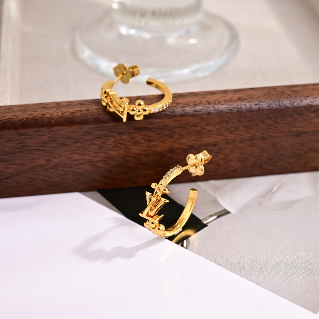 Floral Diamond Hoop Earrings