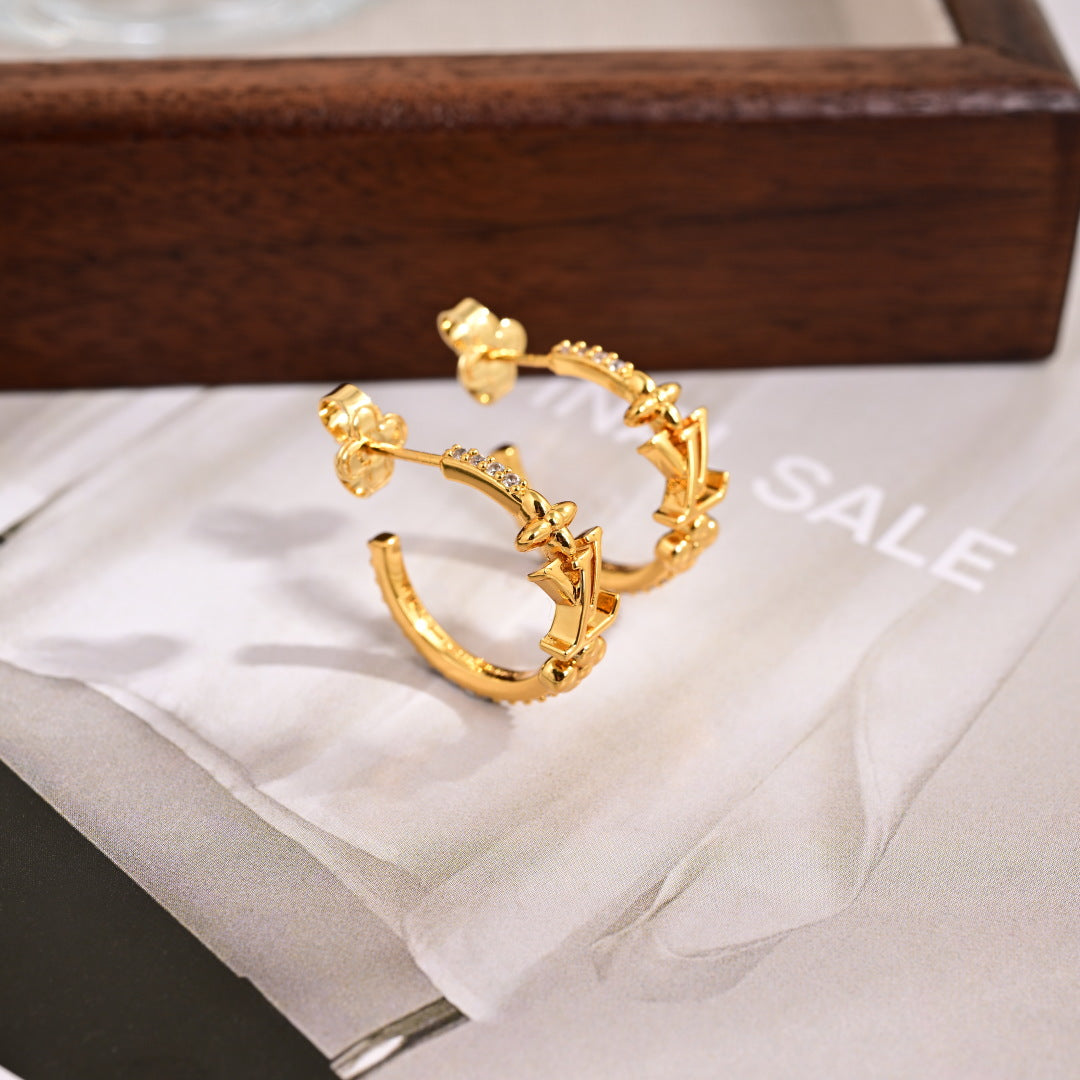 Floral Diamond Hoop Earrings