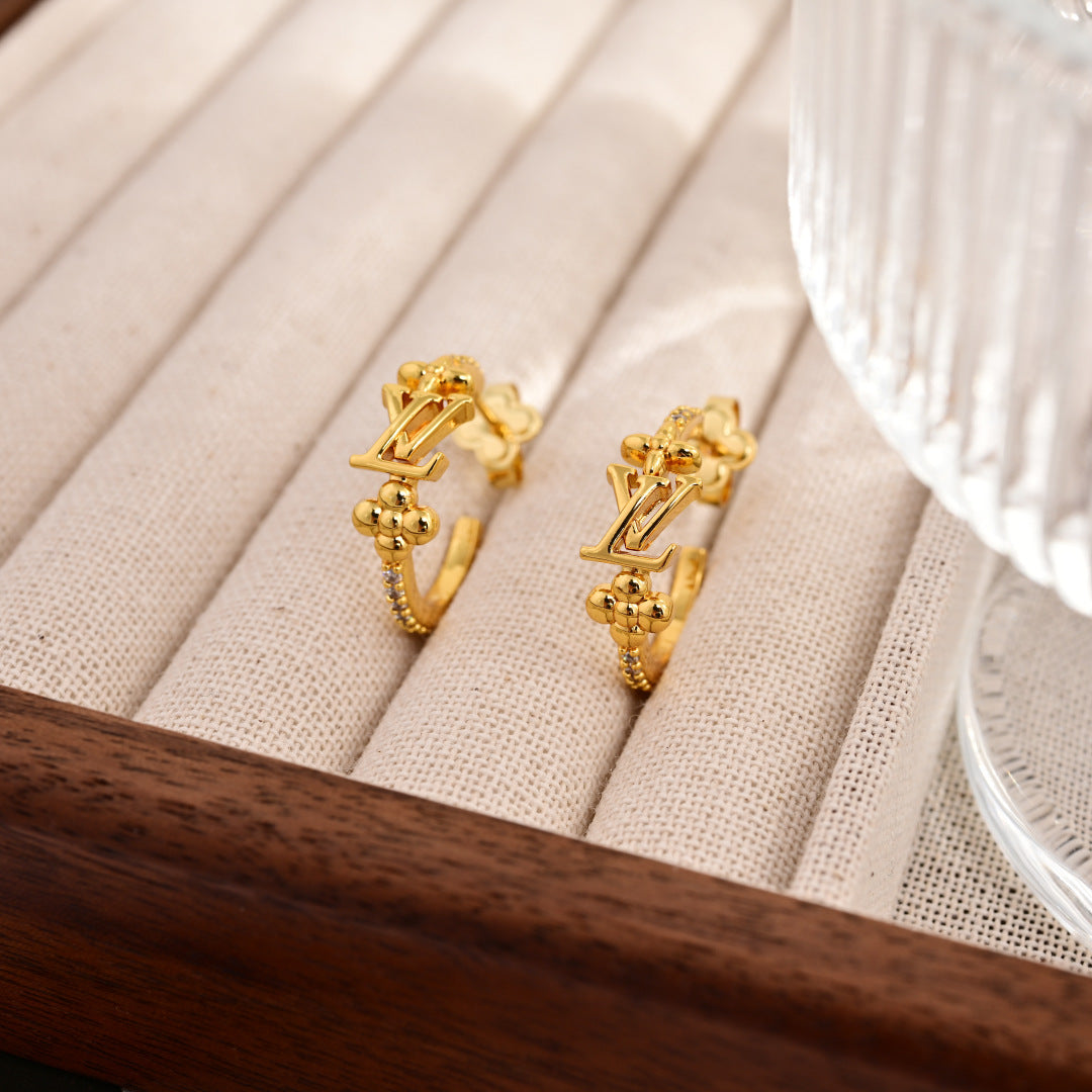 Floral Diamond Hoop Earrings