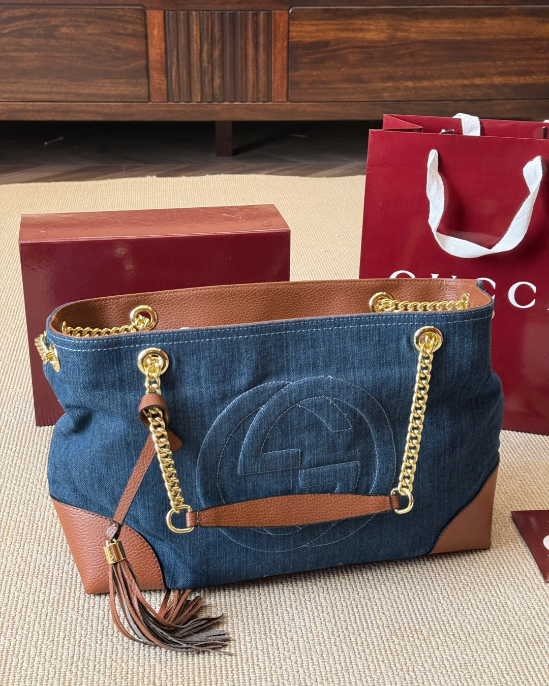 Fashionable Denim Chain Bag