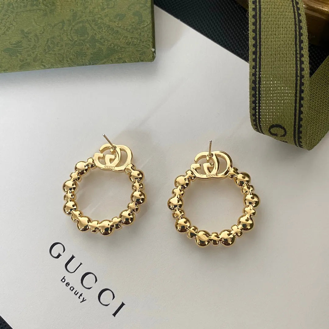 Pearl circle drop earrings