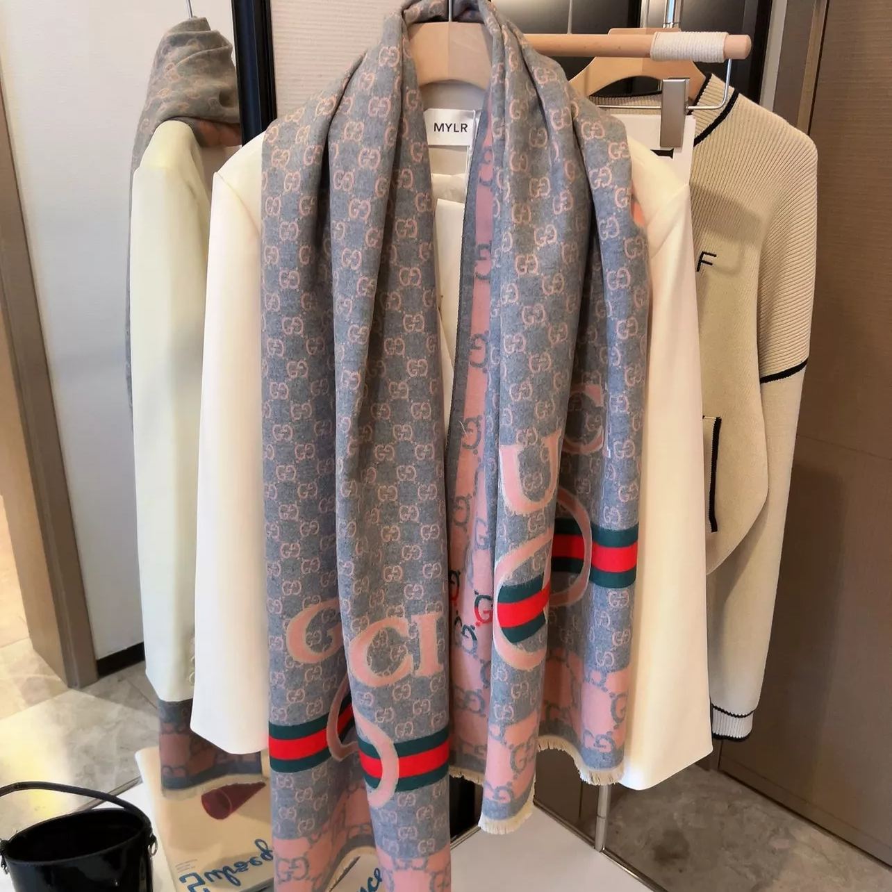 Color Block Jacquard Cashmere Scarf