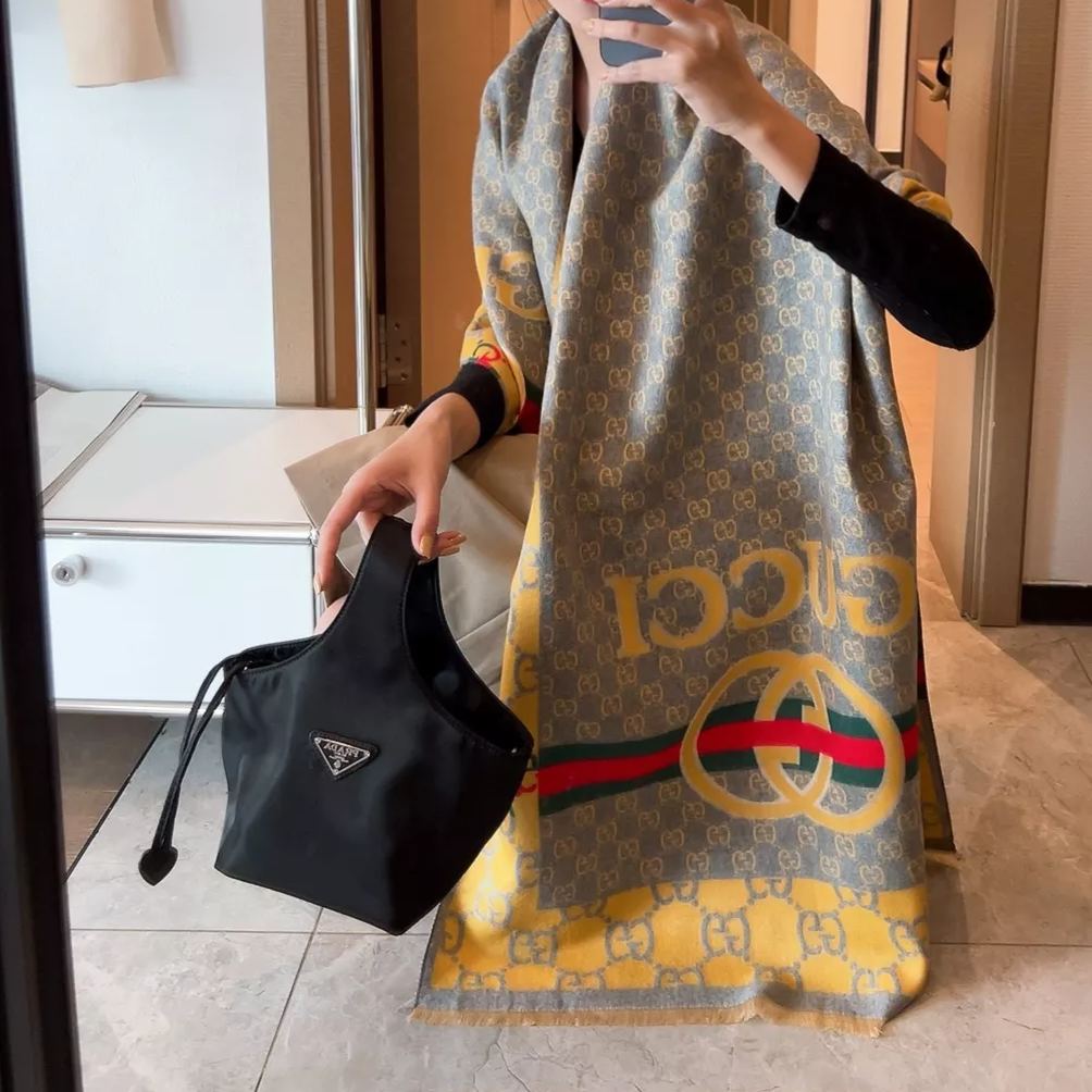 Color Block Jacquard Cashmere Scarf