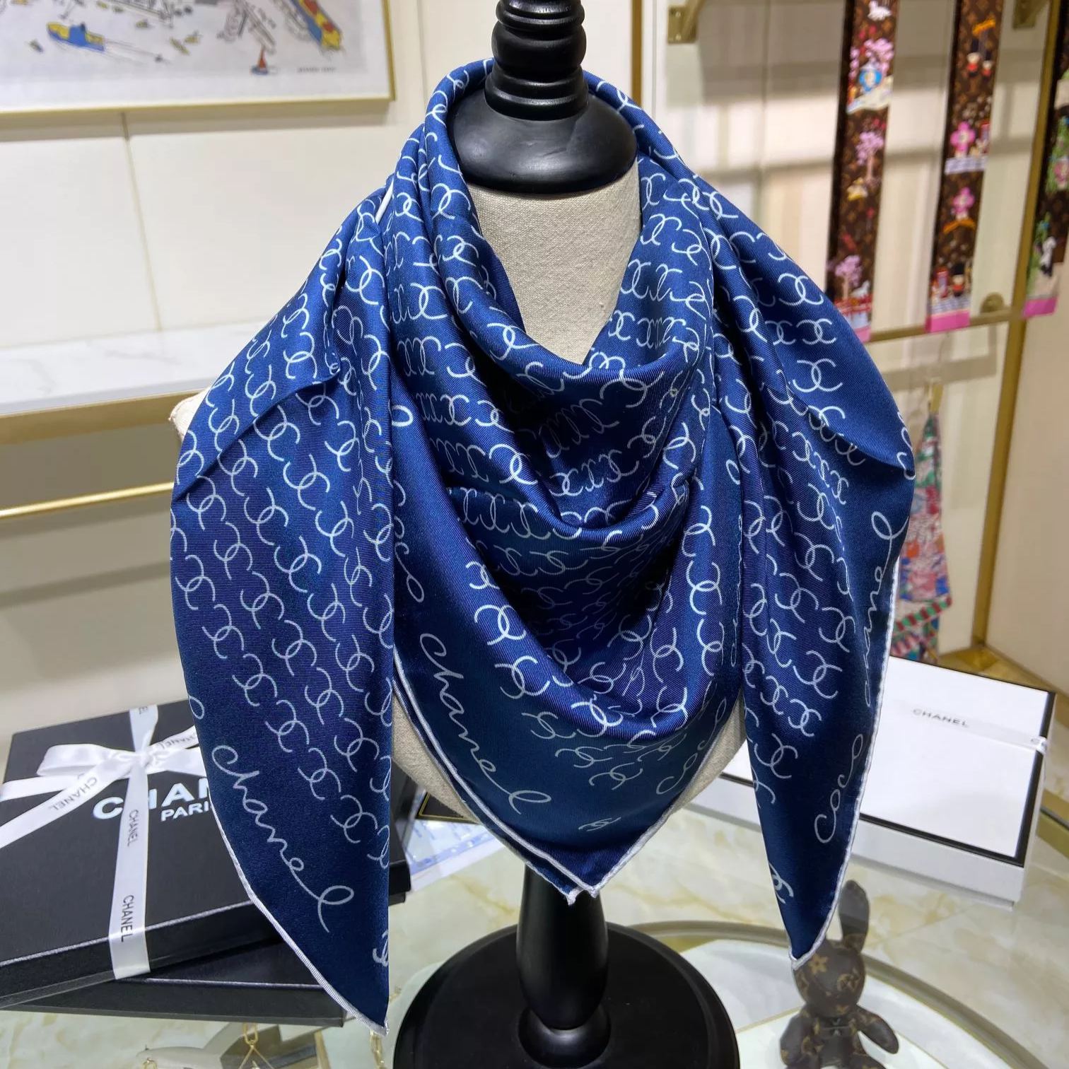 Hand-Painted  Square Silk Scarf