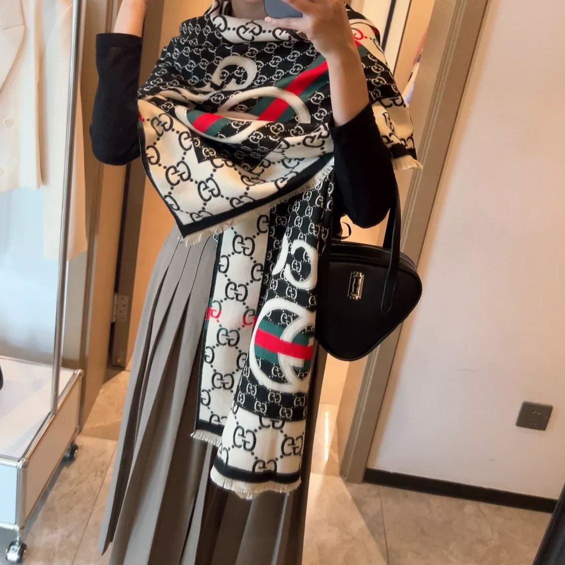 Color Block Jacquard Cashmere Scarf