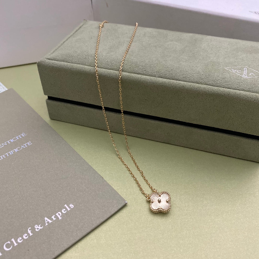 Gold and Silver Four-Leaf Clover Necklace