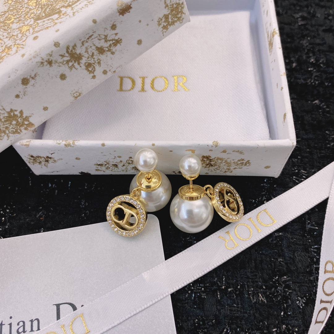 Pearl and Rhinestone Earrings