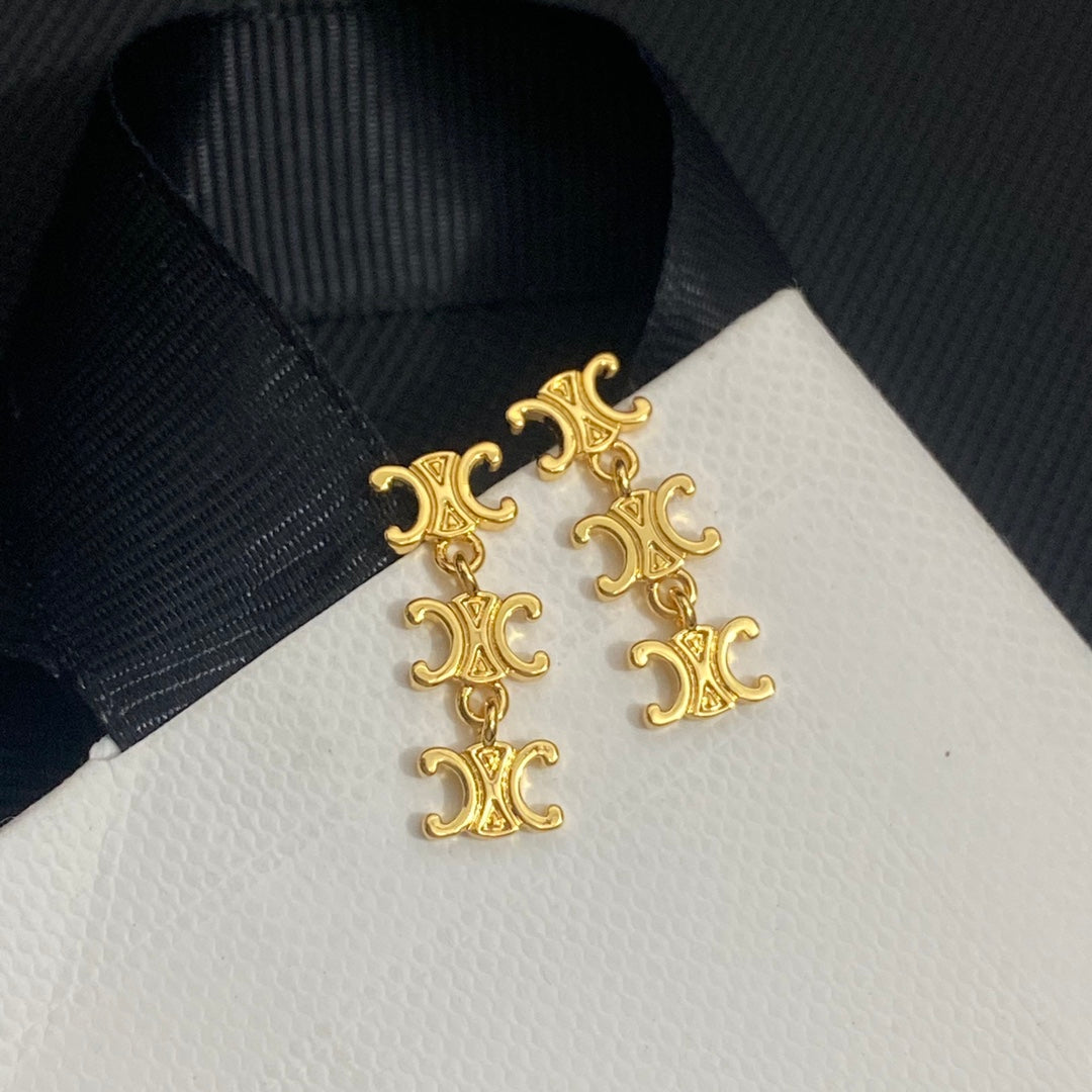 Versatile Monogram Stitching Earrings